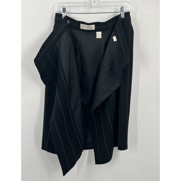 VTG NWT Dana Buchman Wrap Skirt 12 Pinstripe Blue Wool Academia Minimalist - Picture 4 of 10